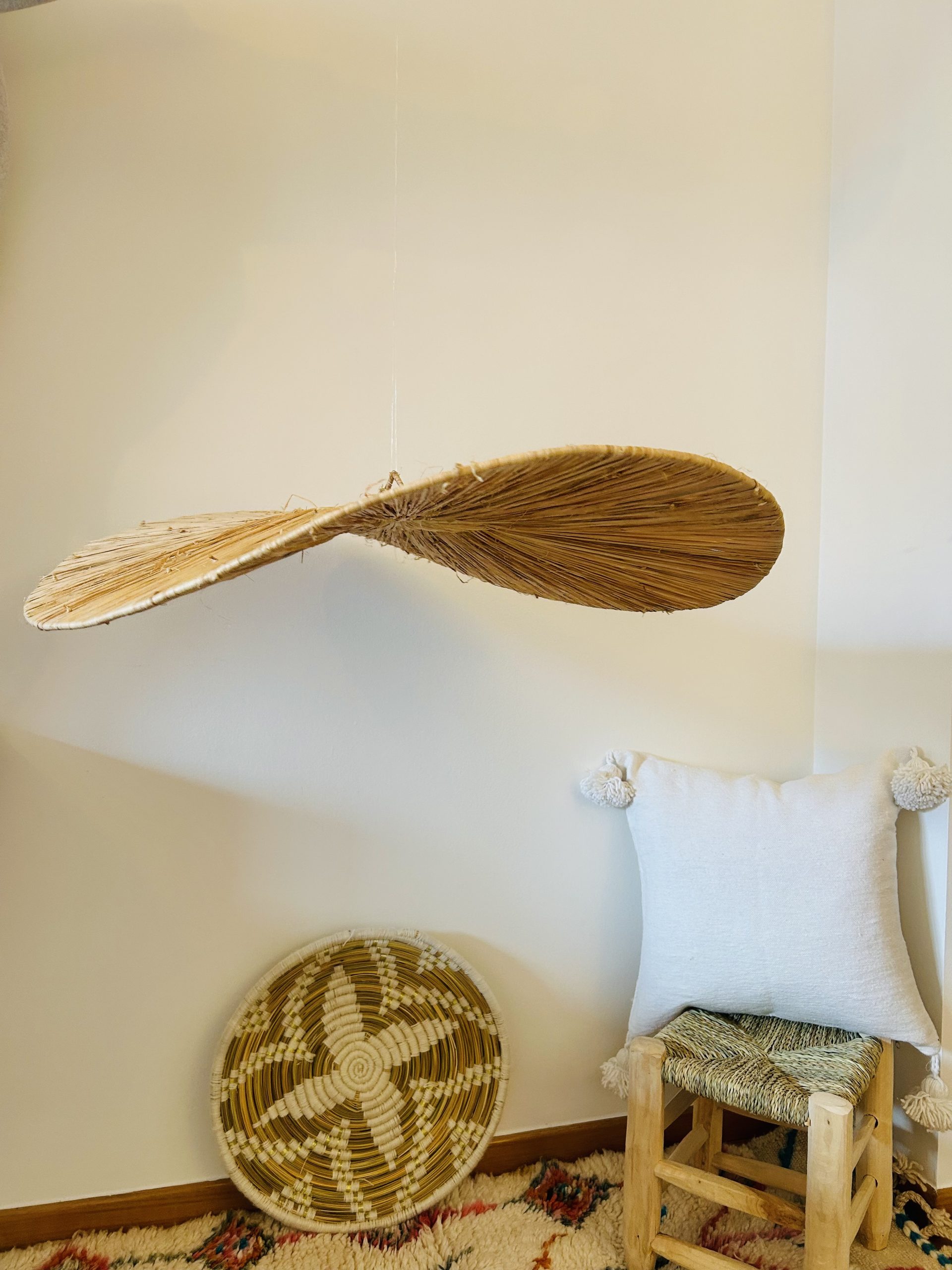 SUSPENSION MAROCAINE RAPHIA PLATE 80 CM – Image 2