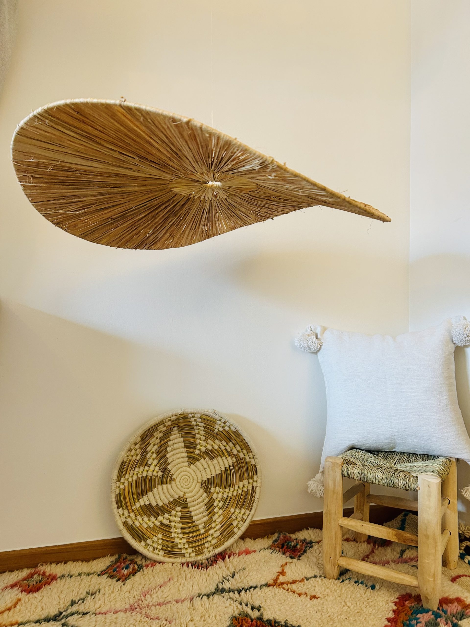 SUSPENSION MAROCAINE RAPHIA PLATE 80 CM