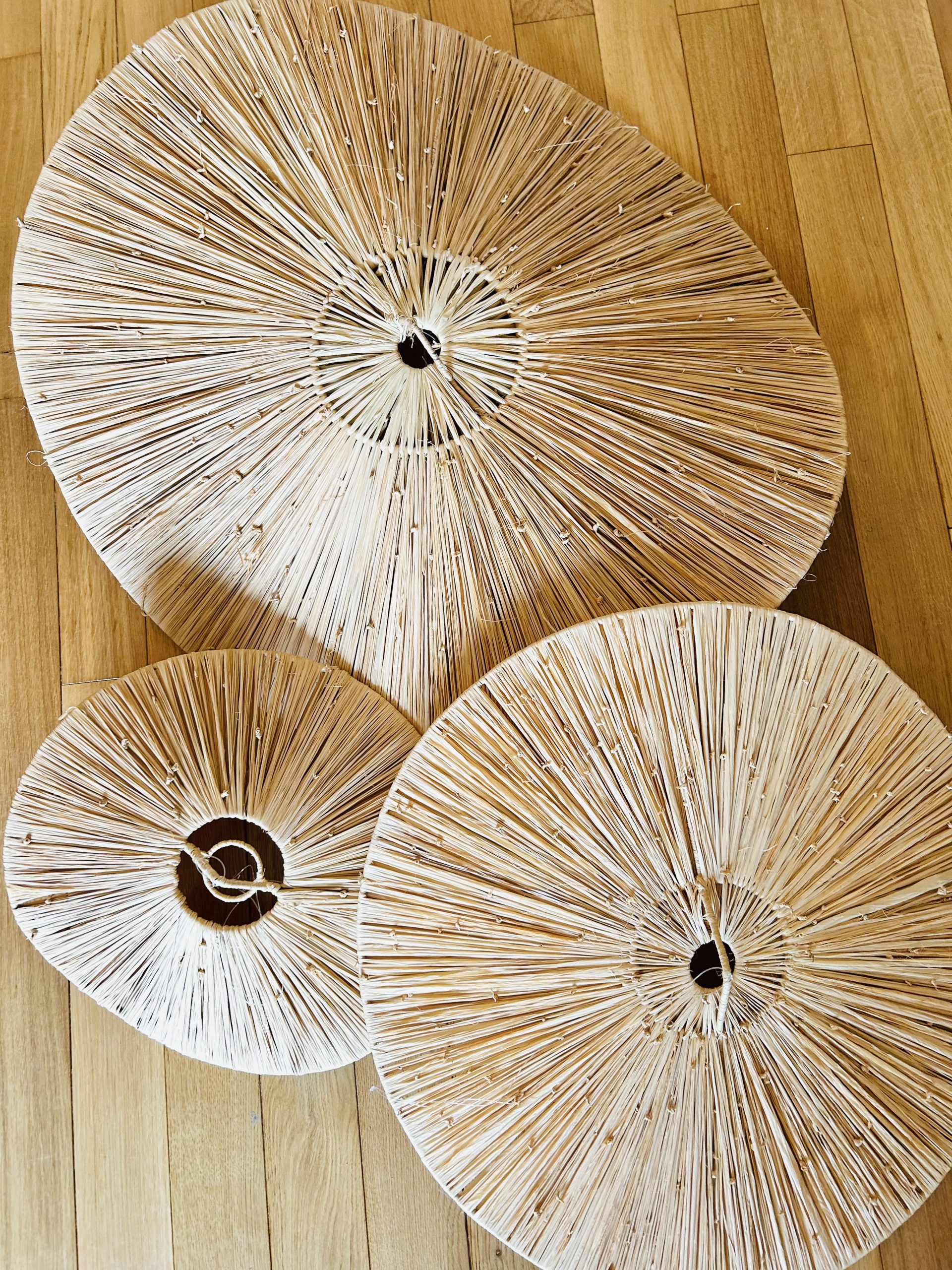 SUSPENSION MAROCAINE RAPHIA PLATE 40CM