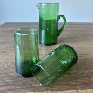 CRUCHE CARAFE EN VERRE SOUFFLÉ BELDI MAROCAINE VERT