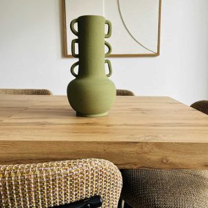 VASE 3 DOIGTS VERT SAUGE KAKI FAIT MAIN