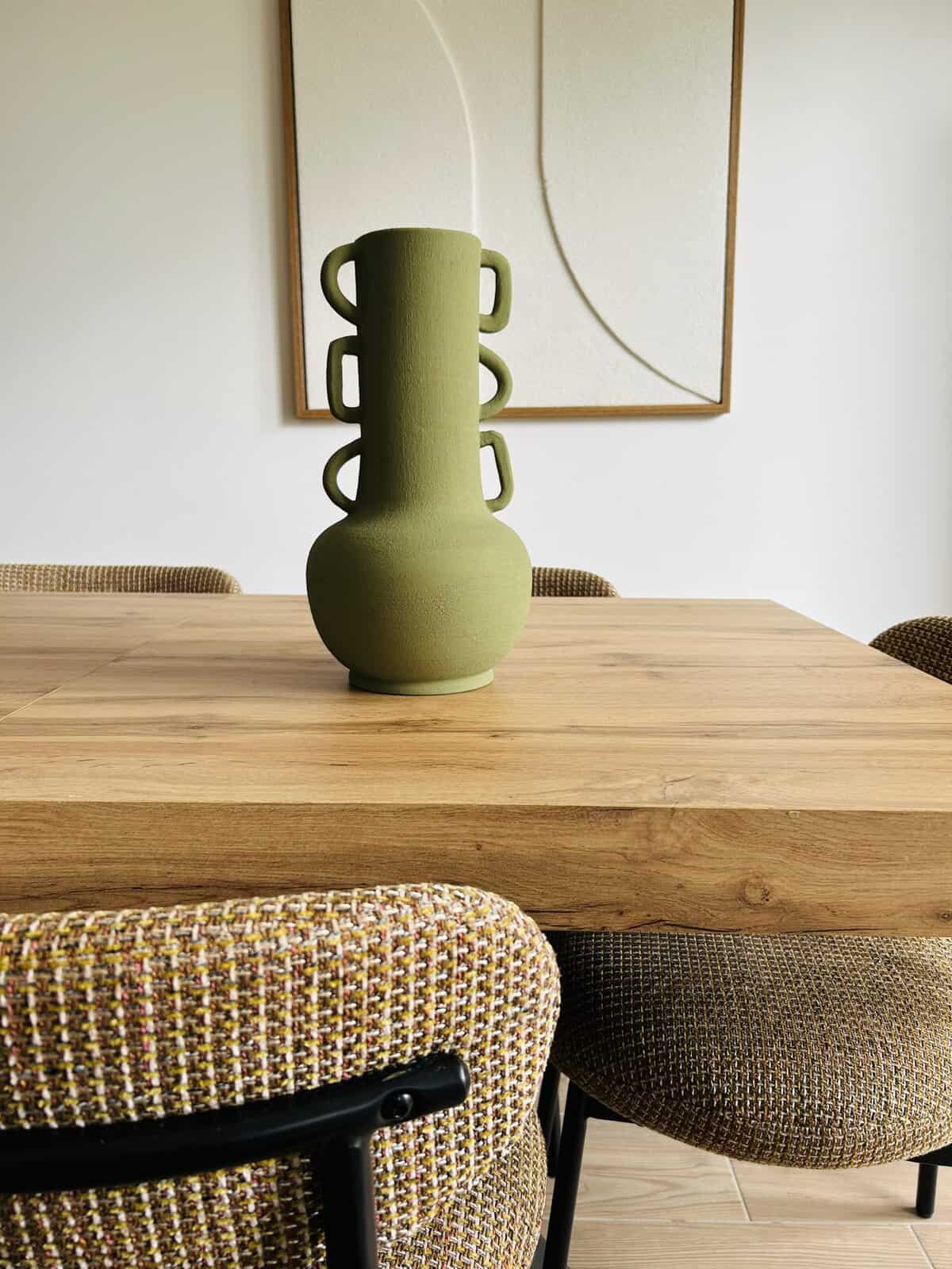 VASE 3 DOIGTS VERT SAUGE KAKI FAIT MAIN