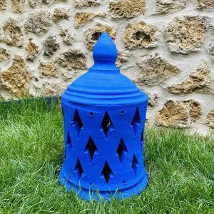 Lanterne en terre cuite bleu majorelle