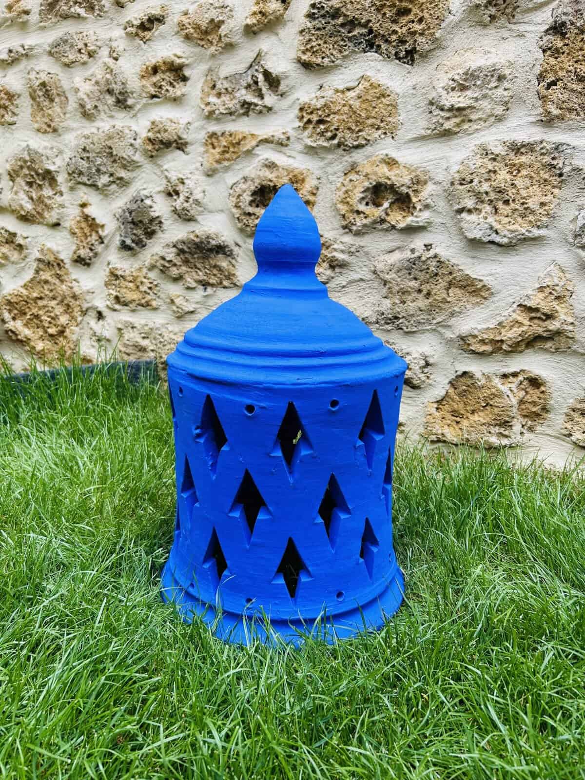 Lanterne en terre cuite bleu majorelle