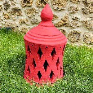 Lanterne en terre cuite rouge