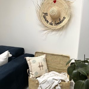 GRAND CHAPEAU DE PAILLE À FRANGES 80 CM « MAISON DU BONHEUR »