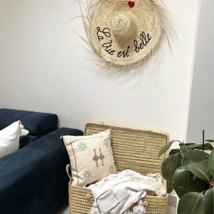 GRAND CHAPEAU DE PAILLE À FRANGES 80 CM « LA VIE EST BELLE »