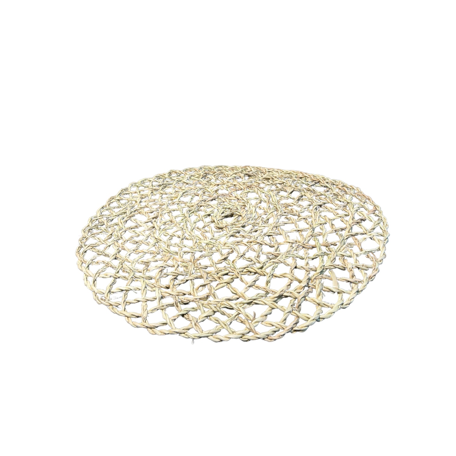 LOT DE 4 SETS DE TABLE ROND EN FEUILLES DE PALMIER TRÉSSÉES