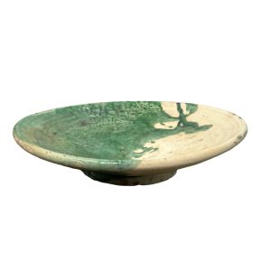 POTERIE TAMEGROUTE - ASSIETTE MAROCAINE BI COULEUR VERT