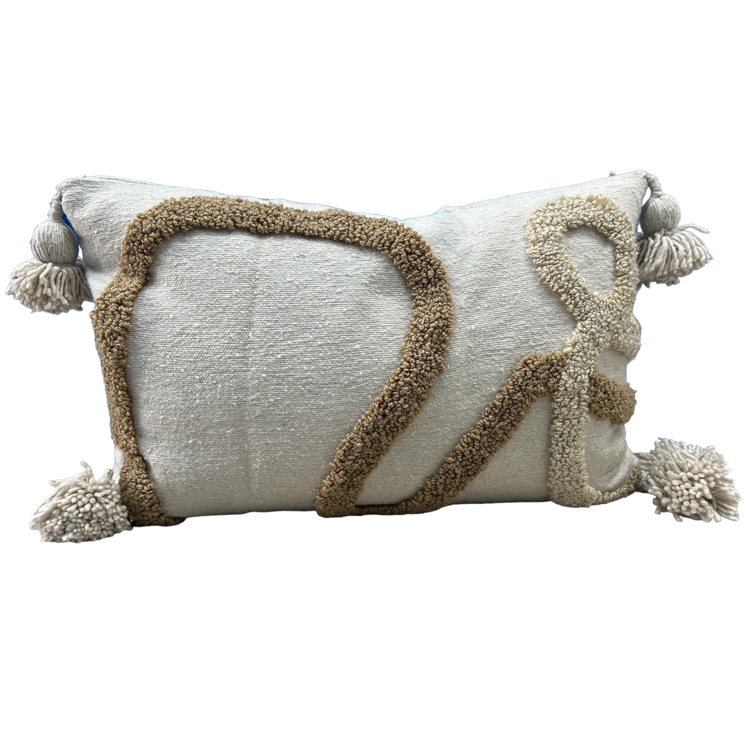 HOUSSE DE COUSSIN MAROCAIN 60x40 BEIGE EN COTON ABSTRAIT – Image 2