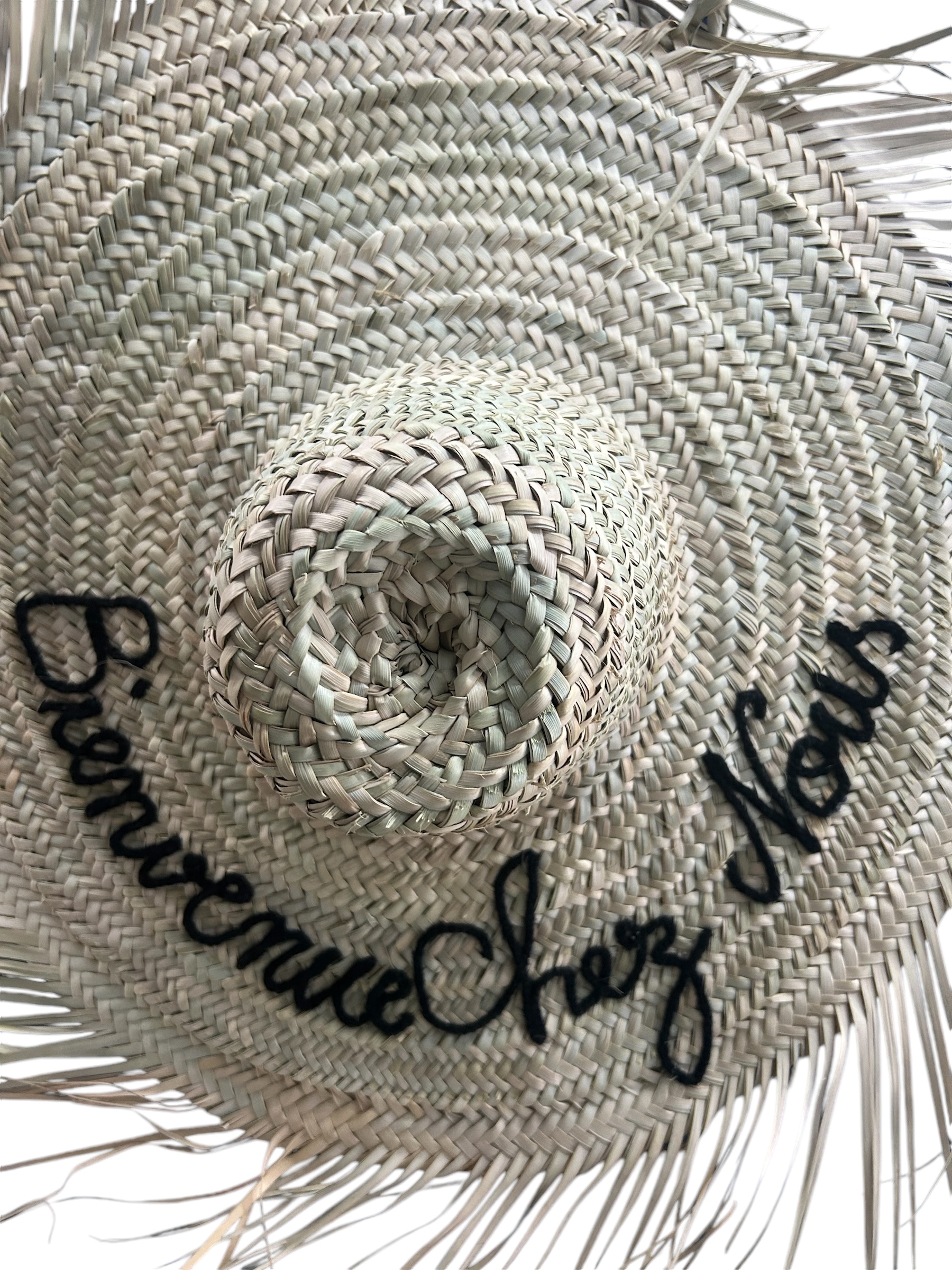GRAND CHAPEAU DE PAILLE À FRANGES 80 CM « BIENVENUE CHEZ NOUS »