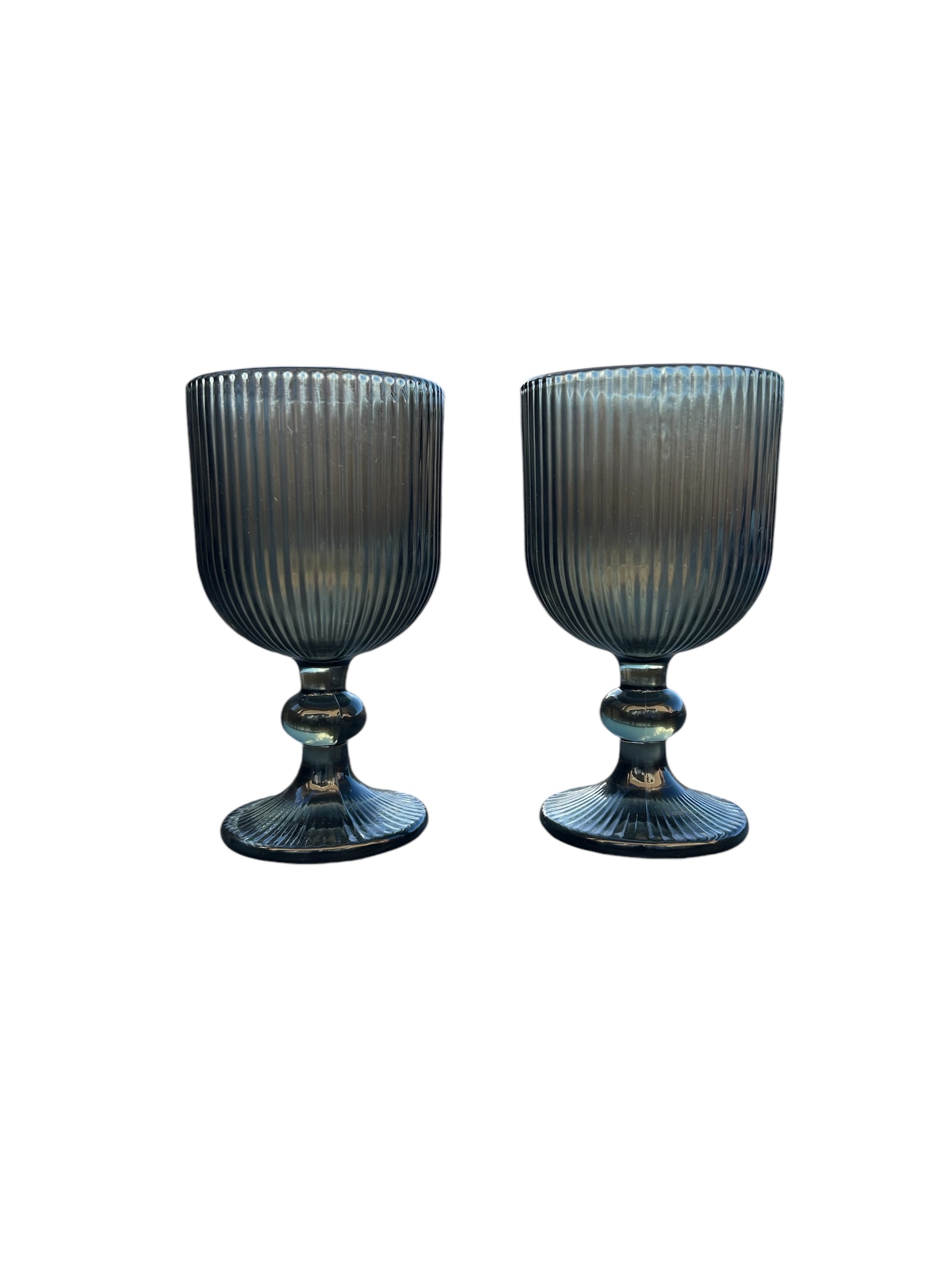 LOT DE 2 VERRES SUR PIED NOIR H14