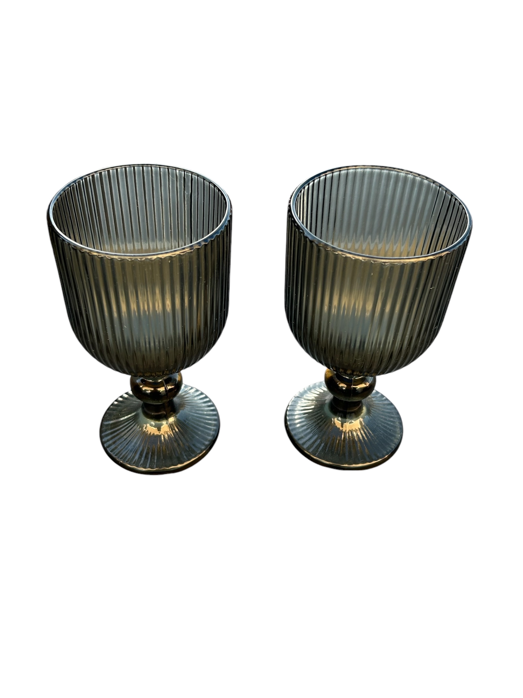 LOT DE 2 VERRES SUR PIED NOIR H14 – Image 2