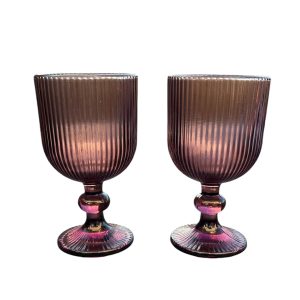 LOT DE 2 VERRES SUR PIED ROSE H14