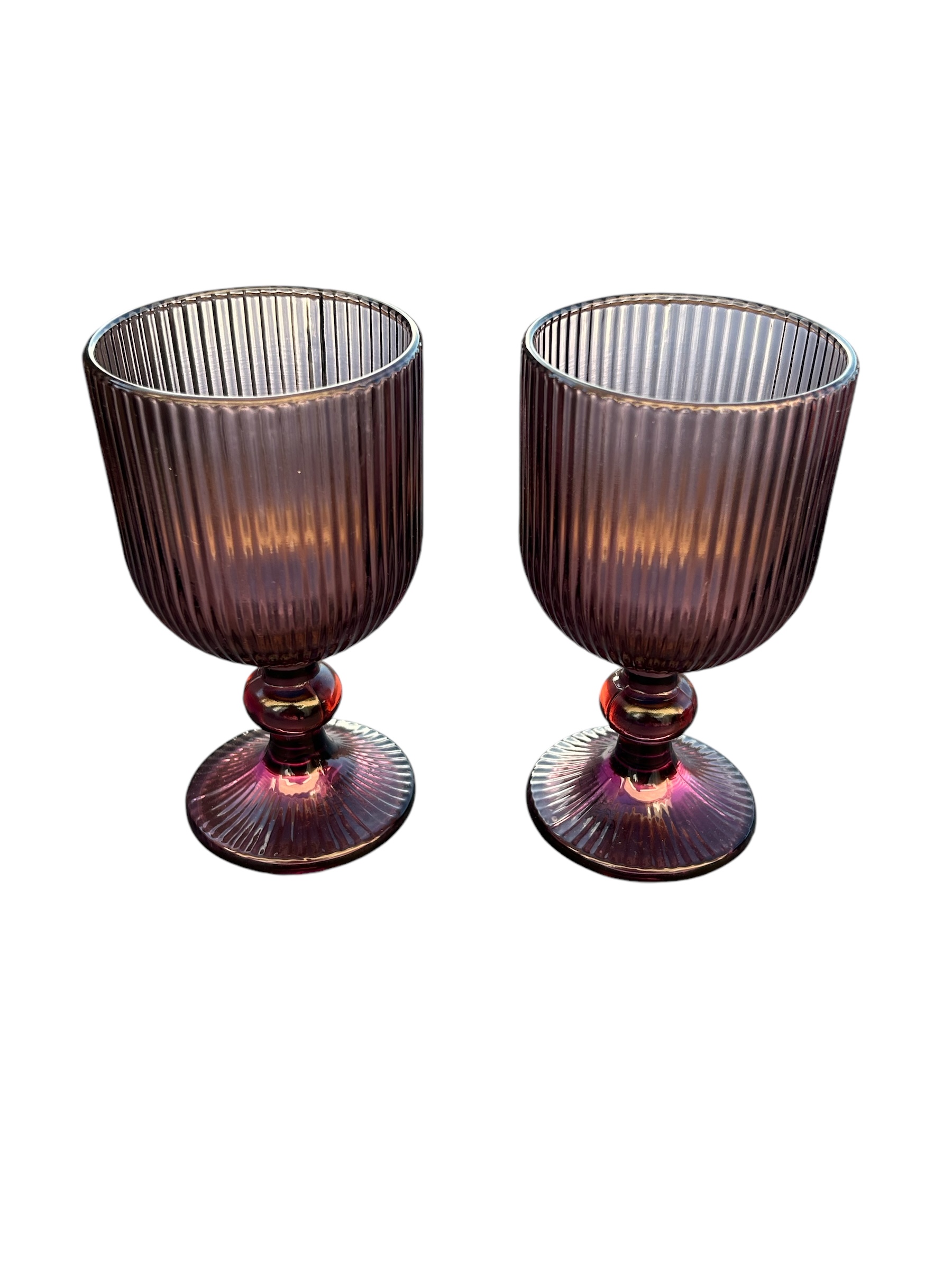 LOT DE 2 VERRES SUR PIED ROSE H14 – Image 3