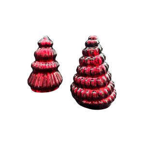 Lot de 2 décoration sapin de Noël décoration table en verre rouge