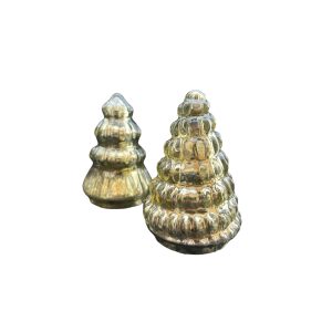 Lot de 2 décoration sapin de Noël décoration table en verre doré