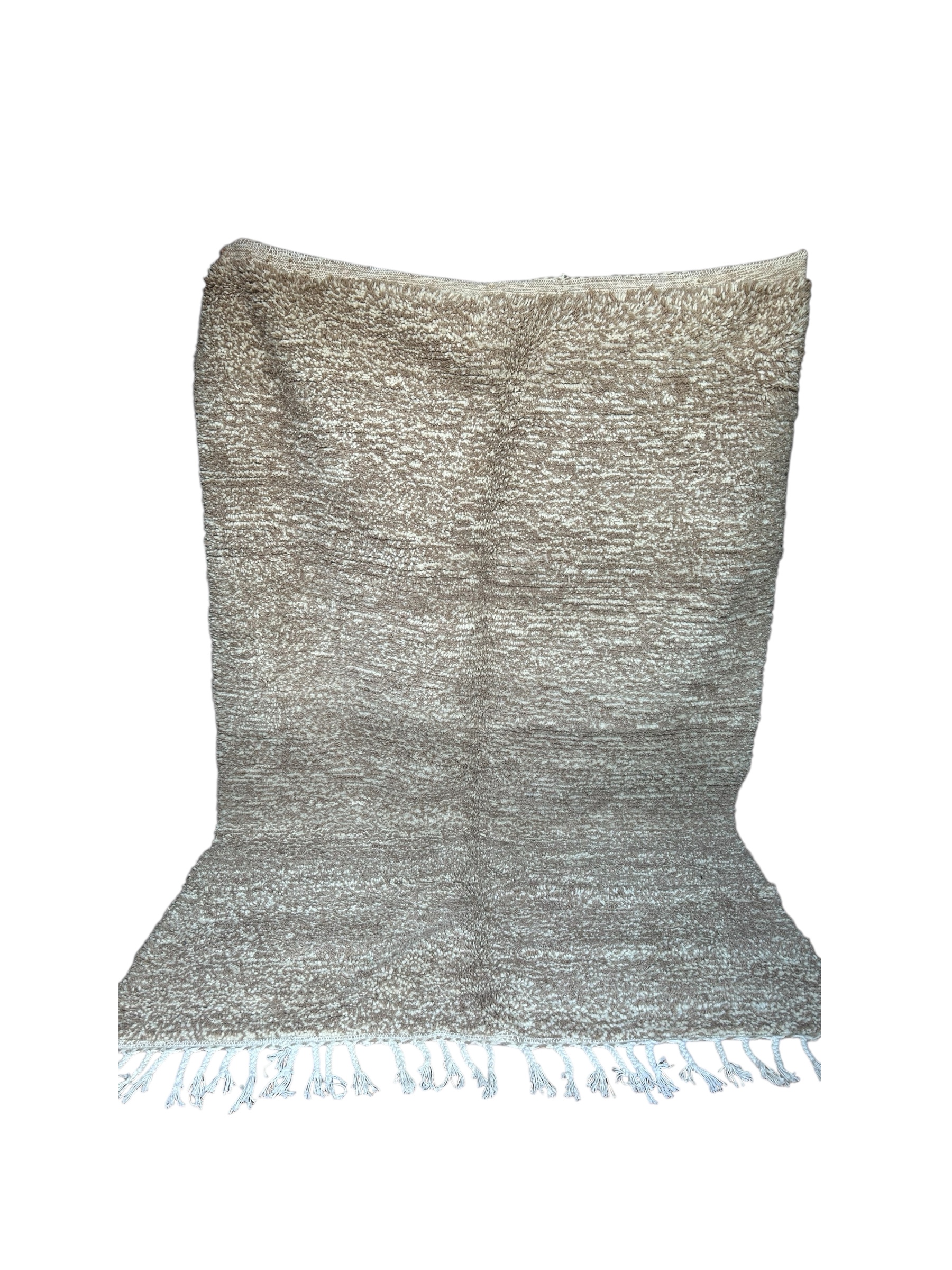 TAPIS BERBÈRE BÉNI OUARAIN EN LAINE SUPÉRIEURE BLANC ET MARRON 237x160 #157 – Image 2