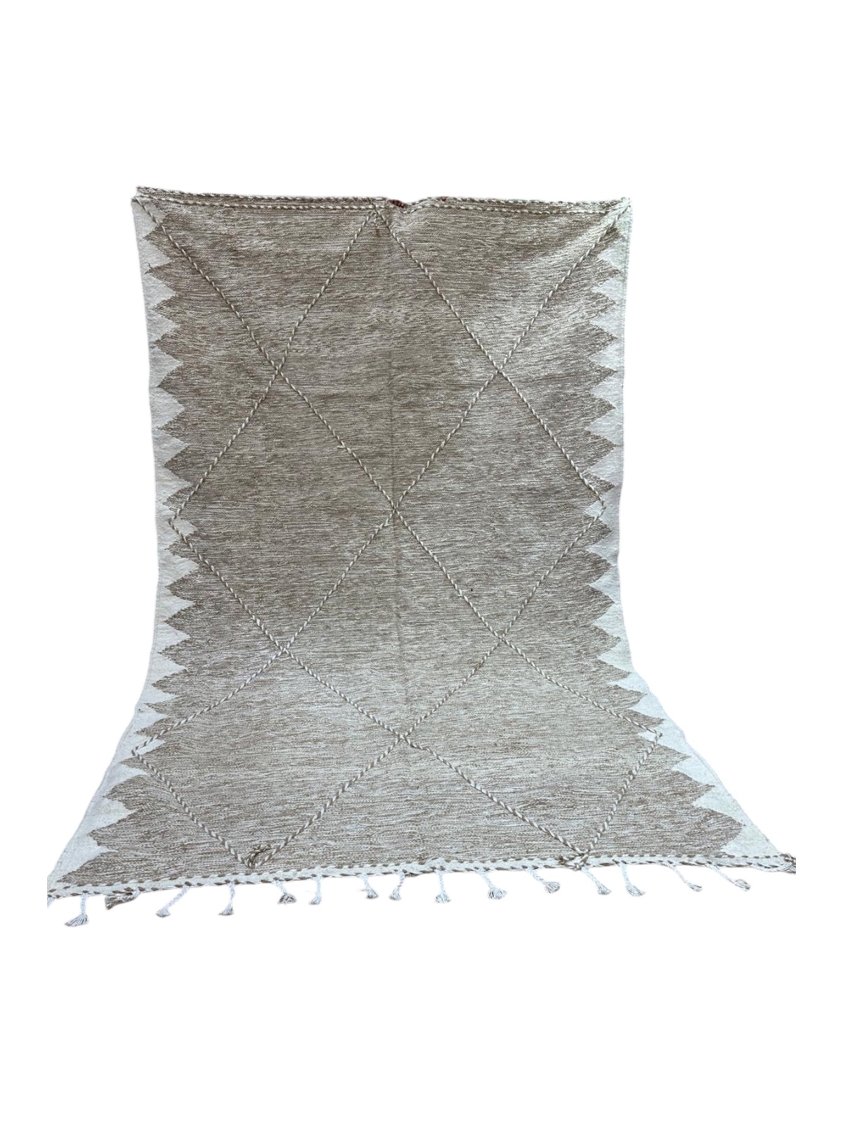 TAPIS KILIM MAROCAIN BERBÈRE EN LAINE BLANC ET BEIGE 2x3m – Image 3