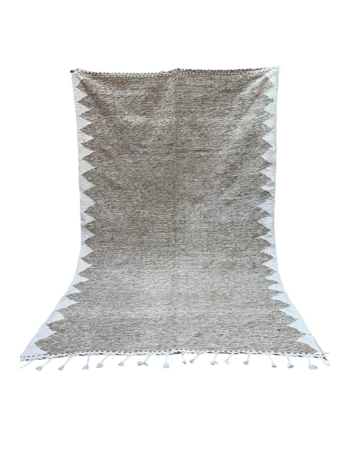 TAPIS KILIM MAROCAIN BERBÈRE EN LAINE BLANC ET BEIGE 2x3m – Image 4