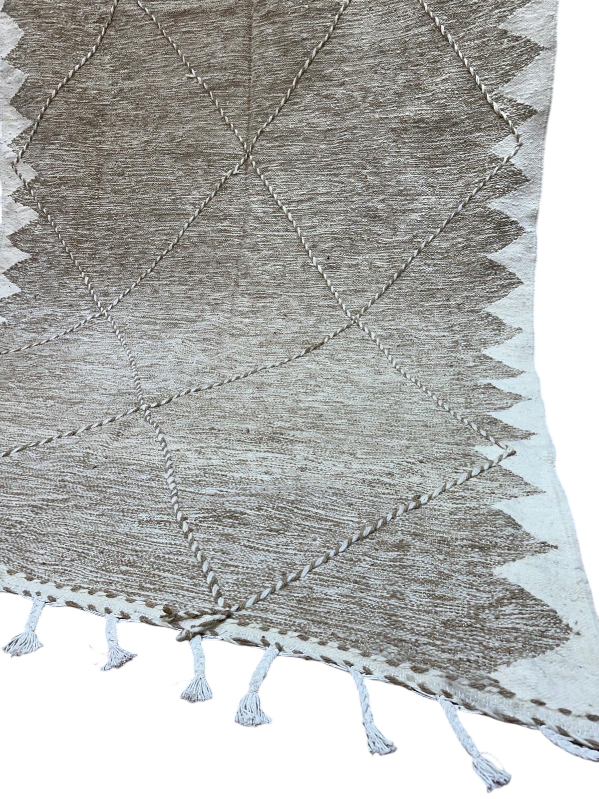 TAPIS KILIM MAROCAIN BERBÈRE EN LAINE BLANC ET BEIGE 2x3m – Image 5