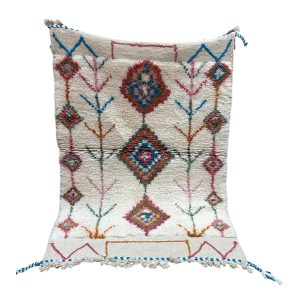 TAPIS DESCENTE DE LIT MAROCAIN BERBÈRE AZILAL COLORÉ EN LAINE 1x1,5m