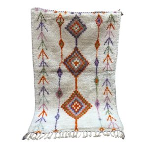 TAPIS DESCENTE DE LIT MAROCAIN BERBÈRE AZILAL COLORÉ EN LAINE 1x1,5m
