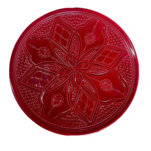 ASSIETTE À EMPREINTES BORDEAUX MAROCAINE 25CM FAIT MAIN
