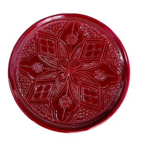 ASSIETTE À EMPREINTES BORDEAUX MAROCAINE 20CM FAIT MAIN