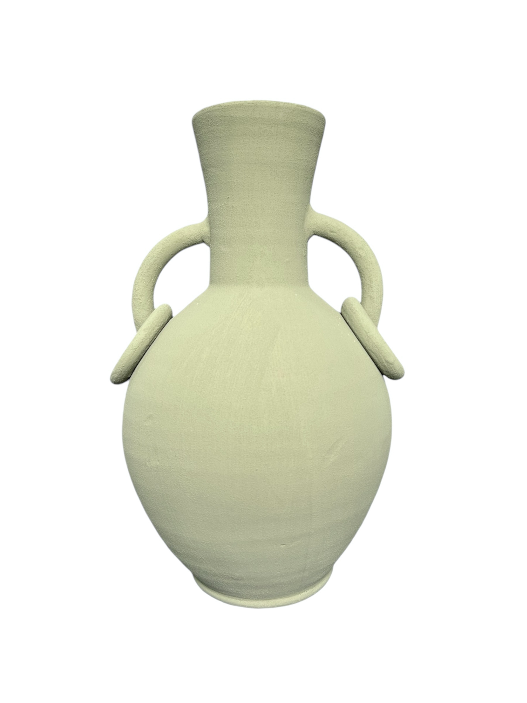 VASE À ANNEAUX VERT SAUGE KAKI FAIT MAIN – Image 2