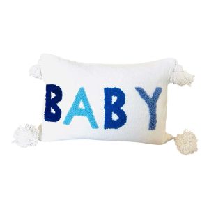 HOUSSE DE COUSSIN MAROCAIN 60x40 EN COTON « BABY » BLEU