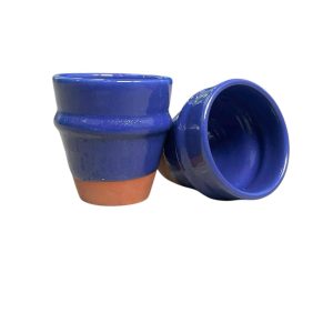 TASSE À CAFÉ BI MATIÈRE BLEU H7 FAIT MAIN (LOT DE 2)