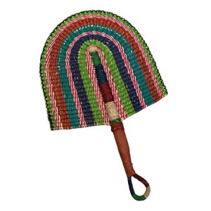ÉVENTAIL TRESSÉ BOLGA AFRICAIN MURAL EN HERBIER MULTICOULEUR MODÈLE BOGATENGA GHANA #02
