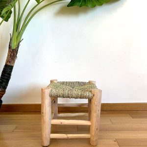 TABOURET EN DOUM ET BOIS NATUREL 30x30CM MODÈLE AGADIR