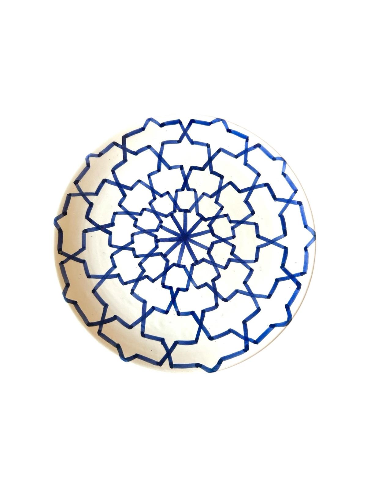 ASSIETTE À MOTIFS BLEU MAROCAINE 25CM FAIT MAIN