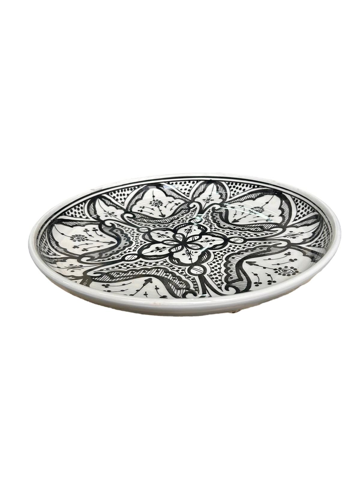 ASSIETTE MAROCAINE COUSCOUS - PLAT DE SERVICE À MOTIFS NOIR FAIT MAIN – Image 3