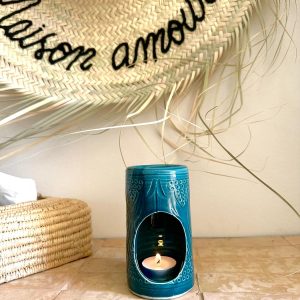 DIFFUSEUR À EMPREINTES BLEU PÉTROLE MAROCAIN FAIT MAIN