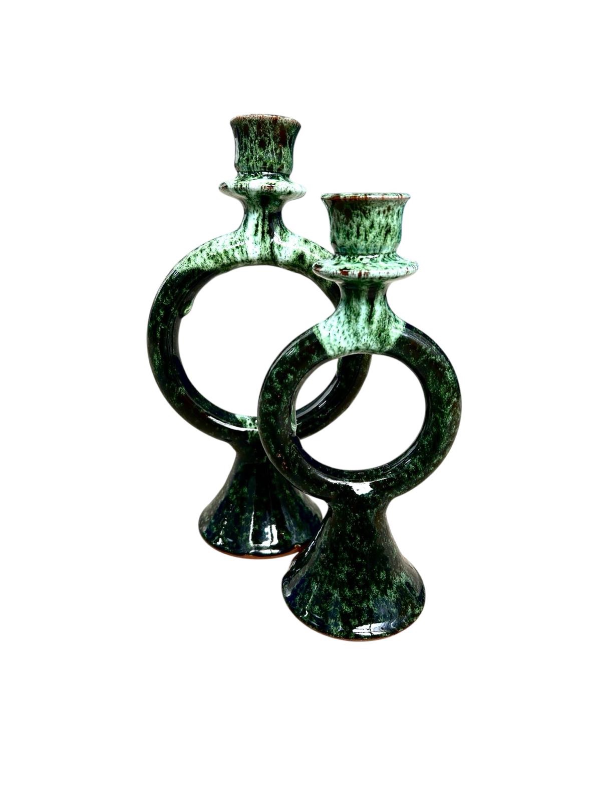 Chandelier bougeoir vert dégradé marocain fait main (Lot de 2) – Image 2