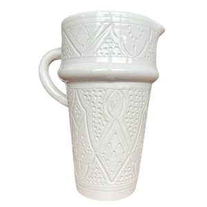 CRUCHE CARAFE À EMPREINTES BLANC EN CÉRAMIQUE