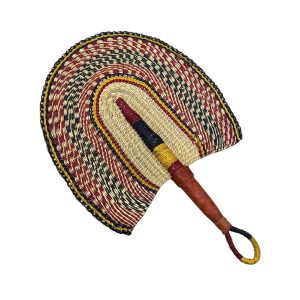 ÉVENTAIL TRESSÉ BOLGA AFRICAIN MURAL EN HERBIER MULTICOULEUR MODÈLE BOGATENGA GHANA #03