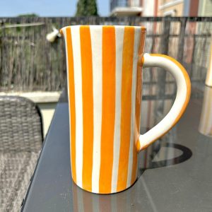CRUCHE CARAFE PICHET BLANCHE RAYÉ ORANGE
