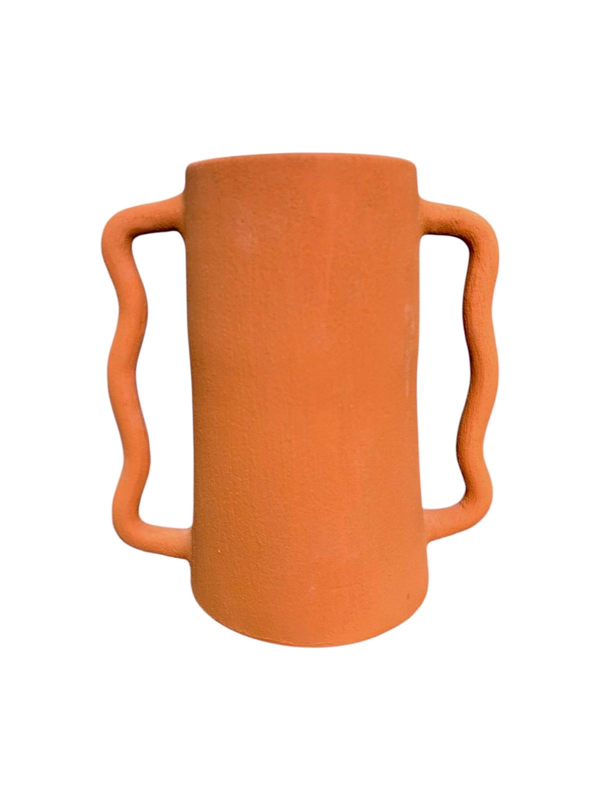VASE ANSE ÉLÉPHANT ORANGE FAIT MAIN – Image 3