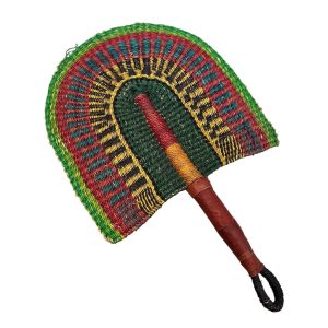 ÉVENTAIL TRESSÉ BOLGA AFRICAIN MURAL EN HERBIER MULTICOULEUR MODÈLE BOGATENGA GHANA #05