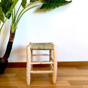 TABOURET EN DOUM ET BOIS NATUREL 30x40CM MODÈLE AGADIR
