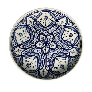 ASSIETTE MAROCAINE COUSCOUS - PLAT DE SERVICE À MOTIFS BLEU FAIT MAIN