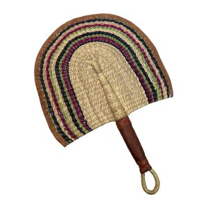 ÉVENTAIL TRESSÉ BOLGA AFRICAIN MURAL EN HERBIER MULTICOULEUR MODÈLE BOGATENGA GHANA #09