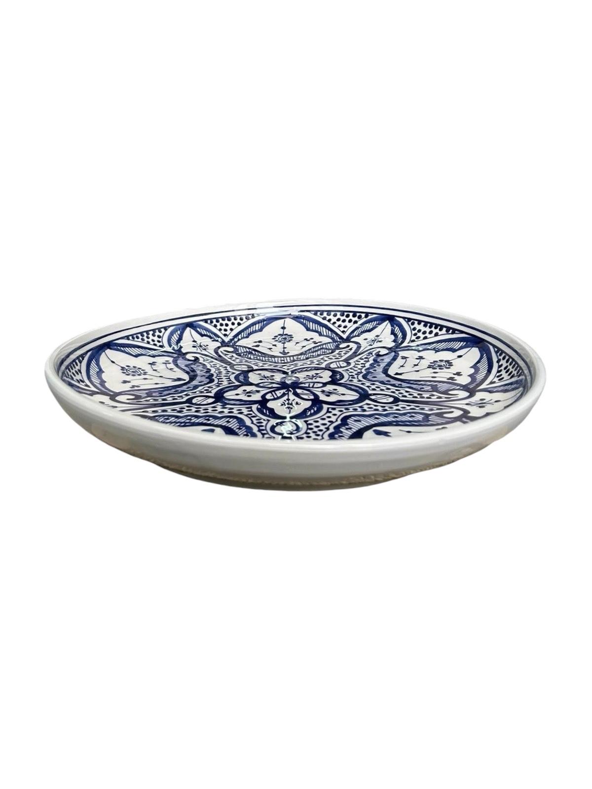 ASSIETTE MAROCAINE COUSCOUS - PLAT DE SERVICE À MOTIFS BLEU FAIT MAIN – Image 2