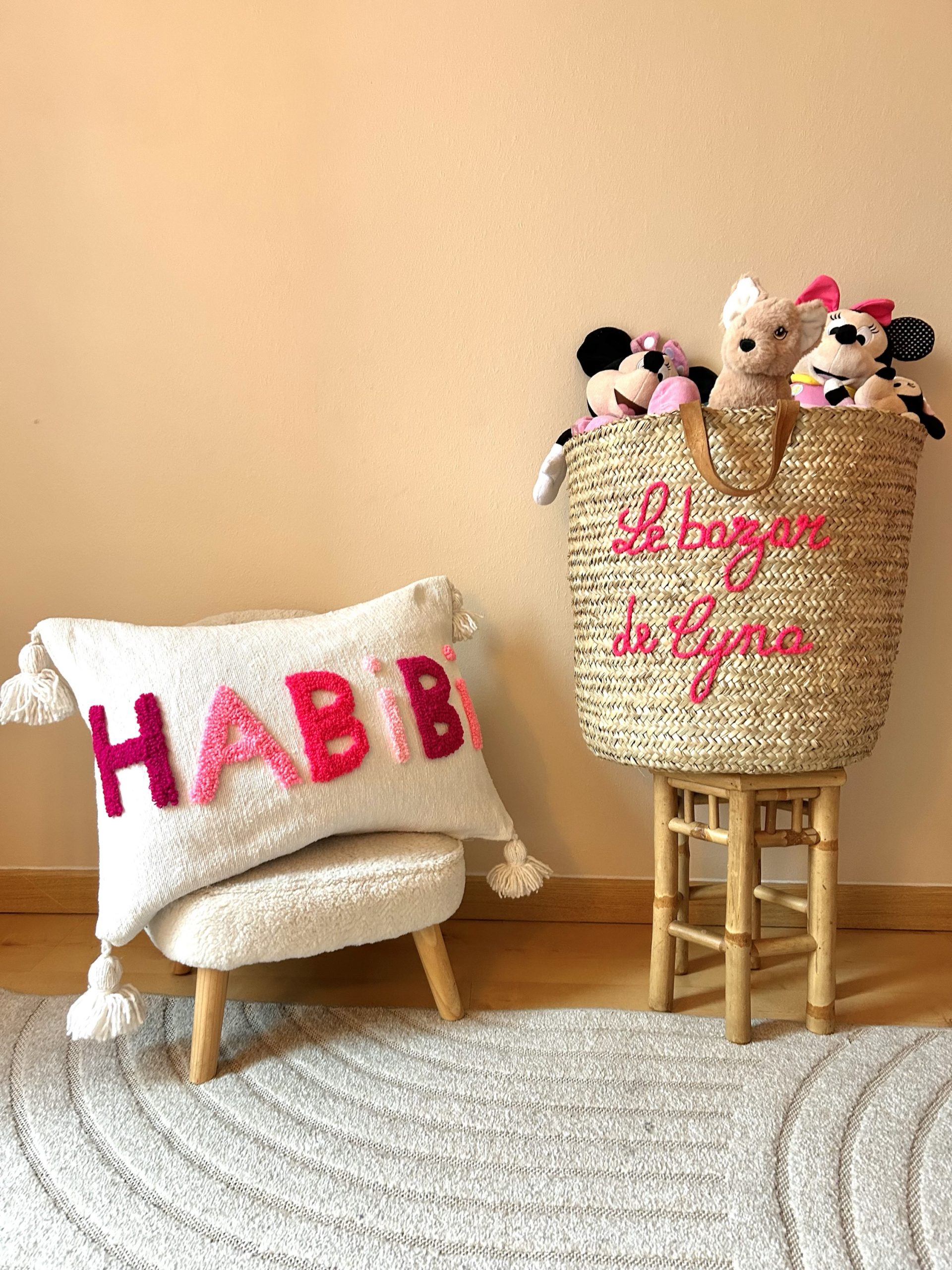 PANIER DE RANGEMENT MAROCAIN PAILLE ET ANSE EN CUIR 45CM – Image 5