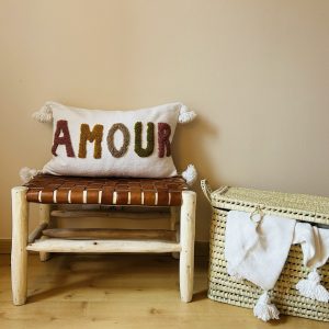 HOUSSE DE COUSSIN MAROCAIN 60x40 EN COTON « AMOUR »