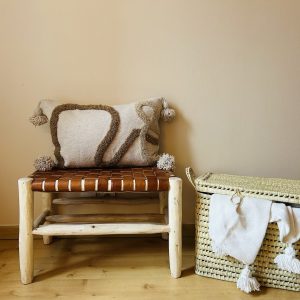 HOUSSE DE COUSSIN MAROCAIN 60x40 BEIGE EN COTON ABSTRAIT